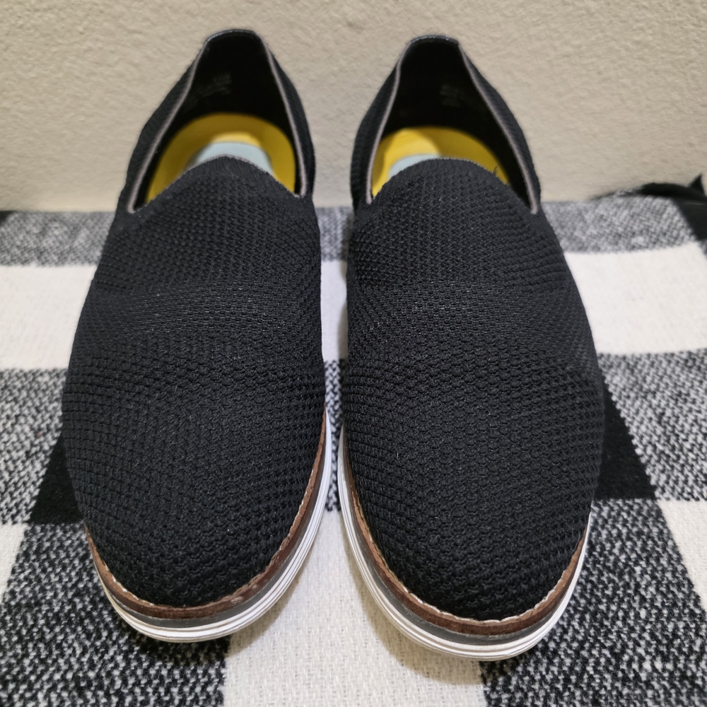 Cole Haan Black Knit Loafers with White Sole